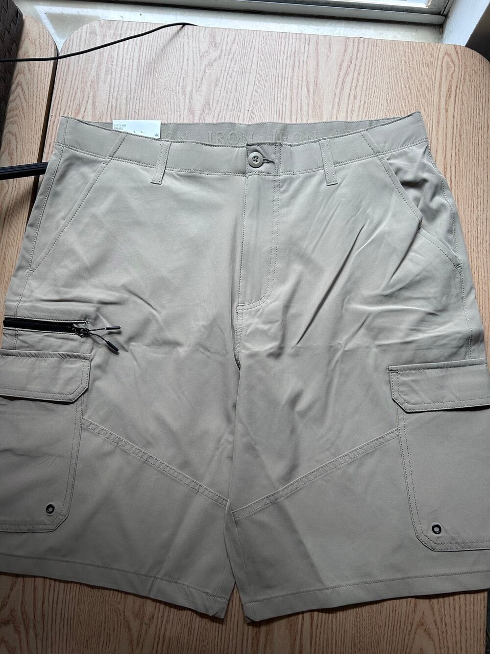 New Men's Iron Co Stretch Hybrid Cargo Shorts Comfort Waistband Zipper Pocket 36